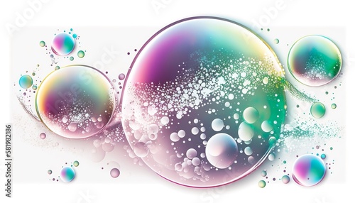 colorful multicolored,, iridescent, shiny, effervescent bubbles (generative ai