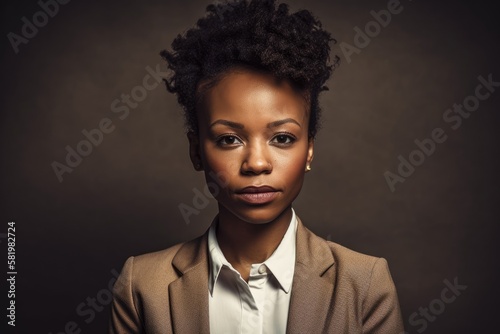 Young black female executive looking at the camera serious 