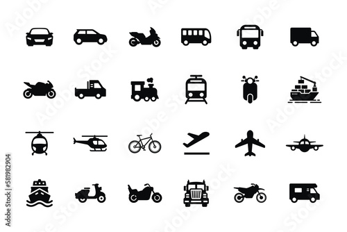 Transportation icon set isolated on white background