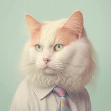 Office cat in shirt and tie. Casual Friday concept. AI