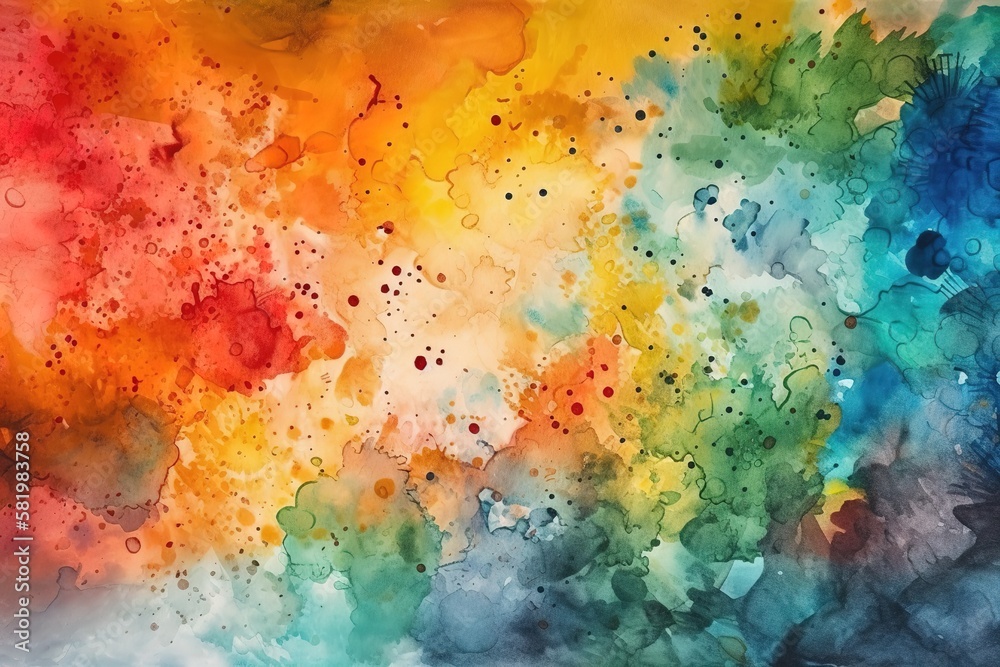 Colorful watercolor ink splatter texture background with Generative AI