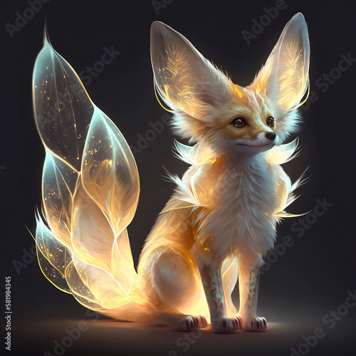 Glowing Fennec Fox Generative AI photo