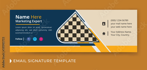Corporate and business email signature template design with personal details and online mail letter