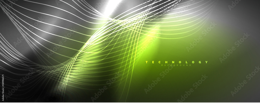 Techno neon wave lines, dynamic electric motion, speed concept. Templates for wallpaper, banner, background, landing page, wall art, invitation, prints Techno neon wave lines, dynamic electric motion, speed concept. Templates for wallpaper, banner, background, landing page, wall art, invitation, prints