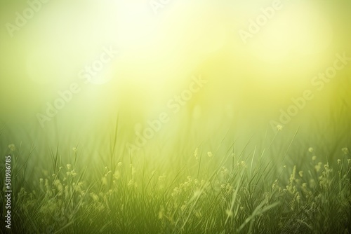 background with a greenish haze and sunshine. Generative AI