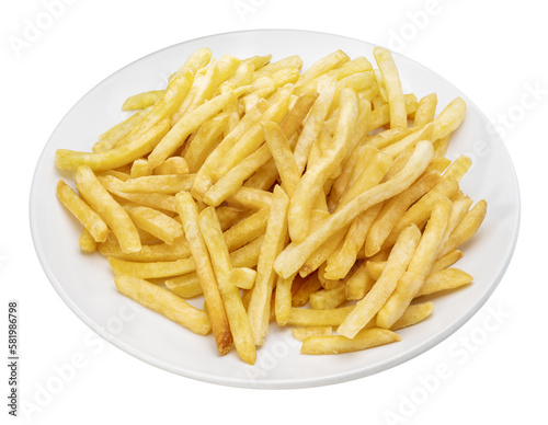 French fries, Potatoes fries in the white plate, French fries on white With png file.	