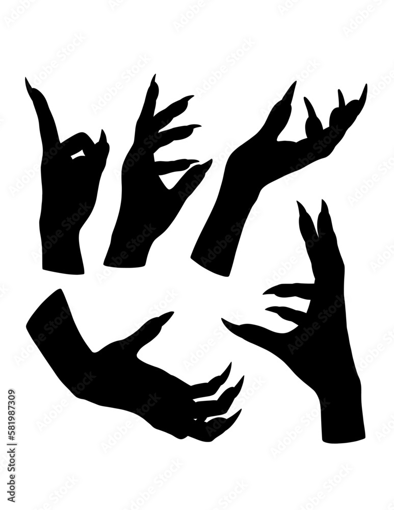 Horror monster hand sign and symbol black silhouette Horror monster hand sign and symbol black silhouette