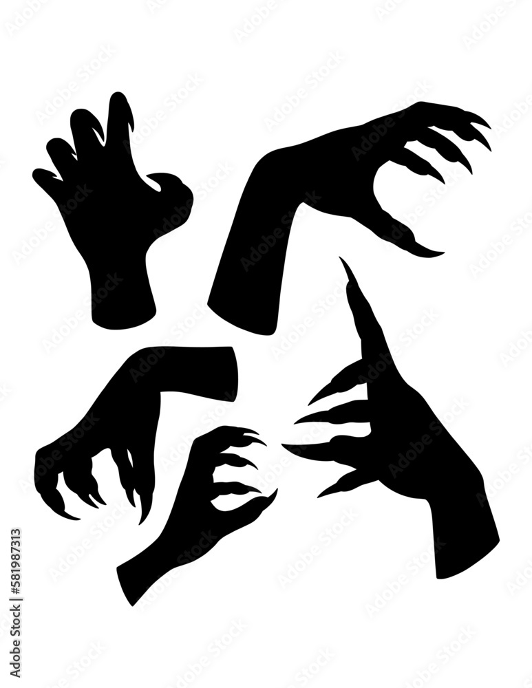 Halloween horror monster hand sign and symbol black silhouette Halloween horror monster hand sign and symbol black silhouette