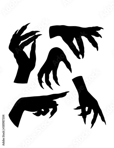 Halloween horror monster hand sign and symbol black silhouette photo