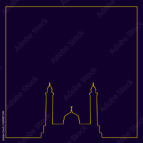 Ramadan or Eid Mubarak with Blue Background Template. Vector Illustration Graphic Design.