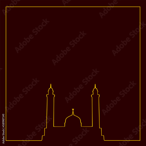 Ramadan or Eid Mubarak with Brown Background Template. Vector Illustration Graphic Design.