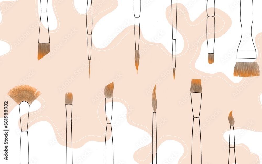 Set of hand-drawn brushes for painting