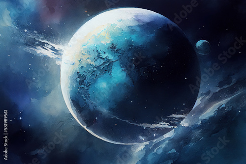 blue planet in space. Generative Ai