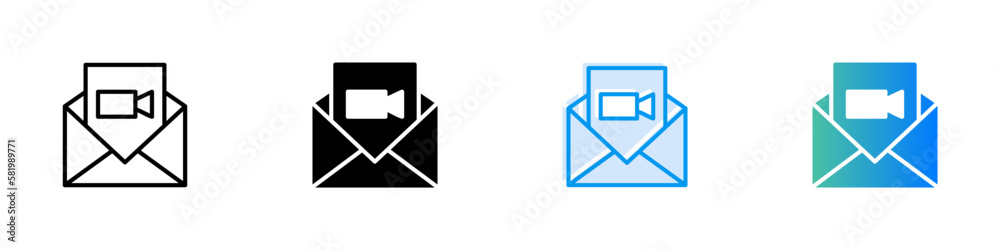 video message icon. vector illustration of video message in various styles. video message icon. vector illustration of video message in various styles.
