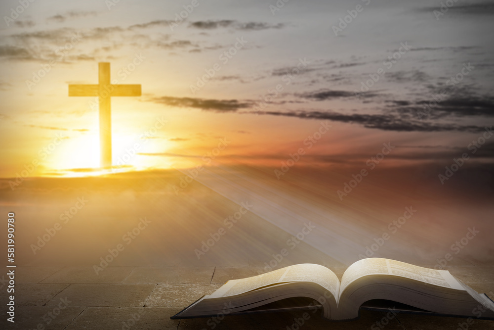 Christian Cross and open book Christian Cross and open book