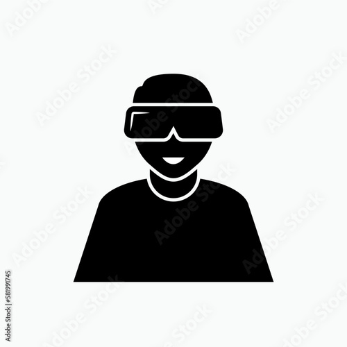 Virtual Reality Icon. 360 Degree View, Virtual Reality Helmet - Panorama  Illustration As A Simple Vector Sign & Trendy Symbol for Design and Websites, Presentation or Mobile Application.   