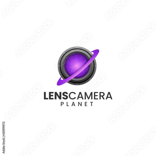 Vector Logo Illustration Lens Camera Gradient Colorful Style
