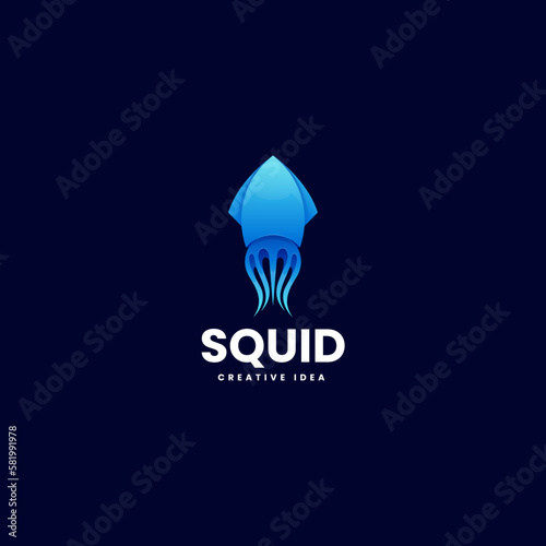 Vector Logo Illustration Squid Gradient Colorful Style