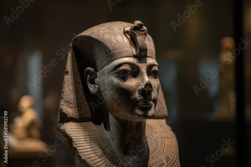 Ancient Egyptian Statue in the Luxor Museum, Luxor, Egypt, November 19, 2021. Generative AI