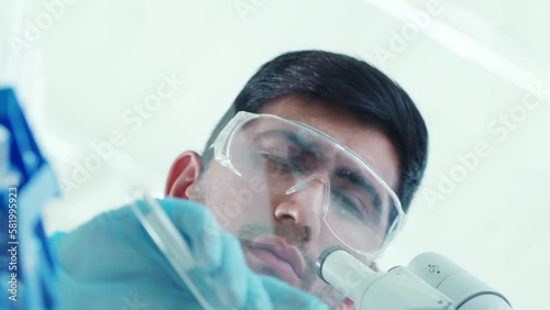 scientist testing samples in a laboratory. close-up.