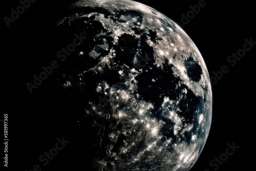 A photograph of the moon that has been somewhat enhanced for aesthetic purposes. Generative AI