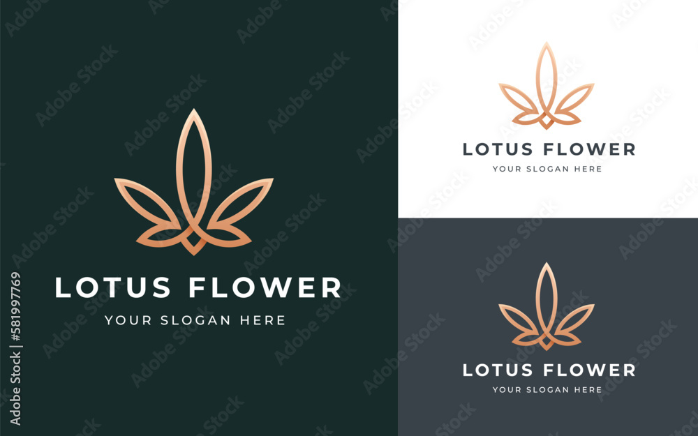 Beauty spa lotus flower logo design boutique symbol vector illustrations
