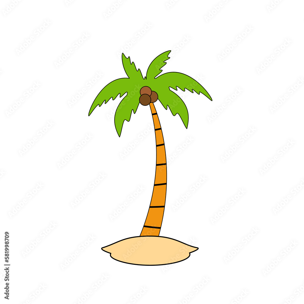 Fototapeta premium Beach coconut tree, seaside palm tree, coconut tree or island palm tree.