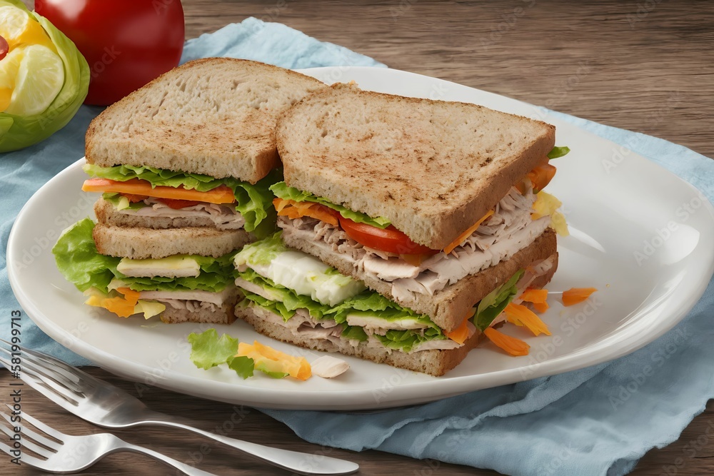 close up of sandwich food photography , generative art by A.I