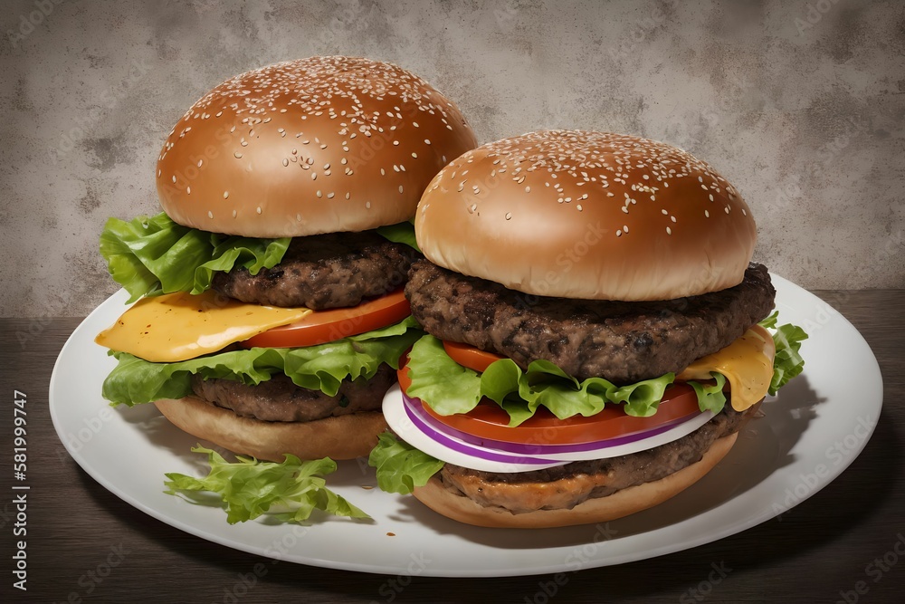 close up of juicy beef burger with cheese food photography , generative art by A.I close up of juicy beef burger with cheese food photography , generative art by A.I