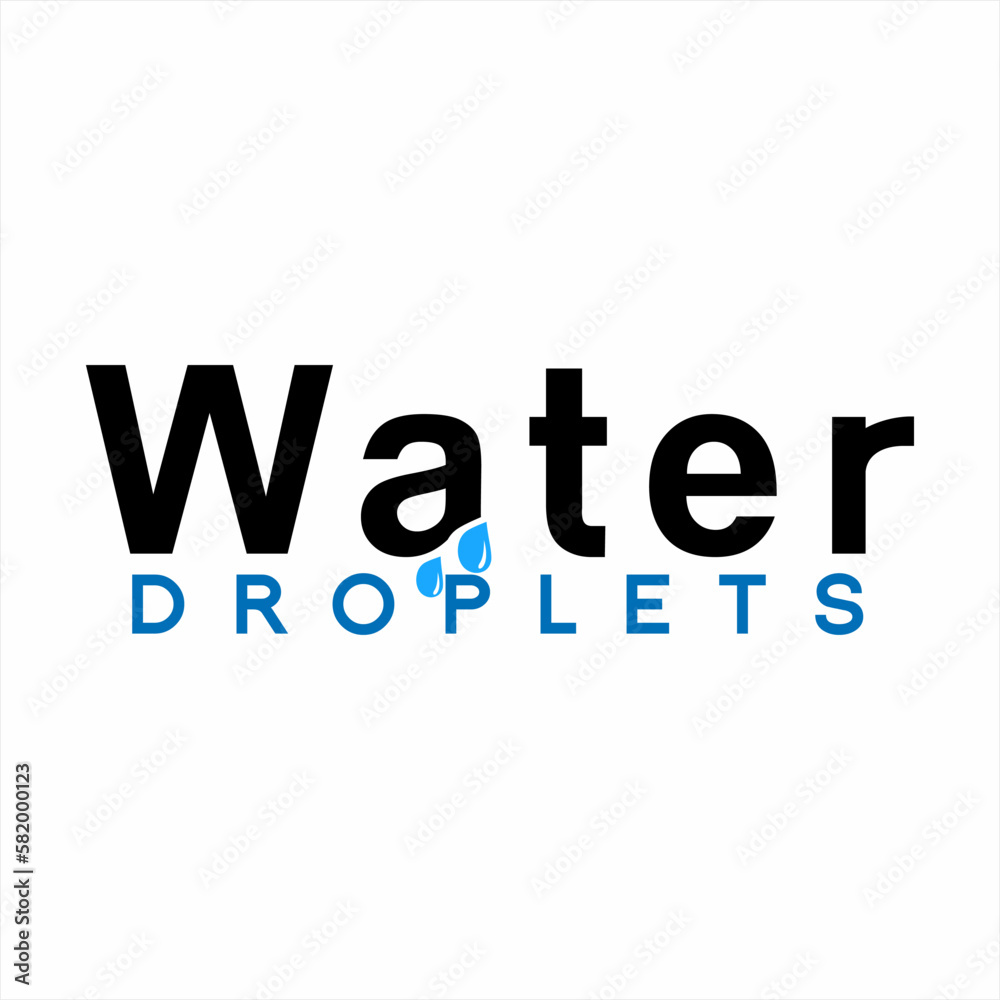 Water droplets word design with illustration of water drop on letter A. Water droplets word design with illustration of water drop on letter A.