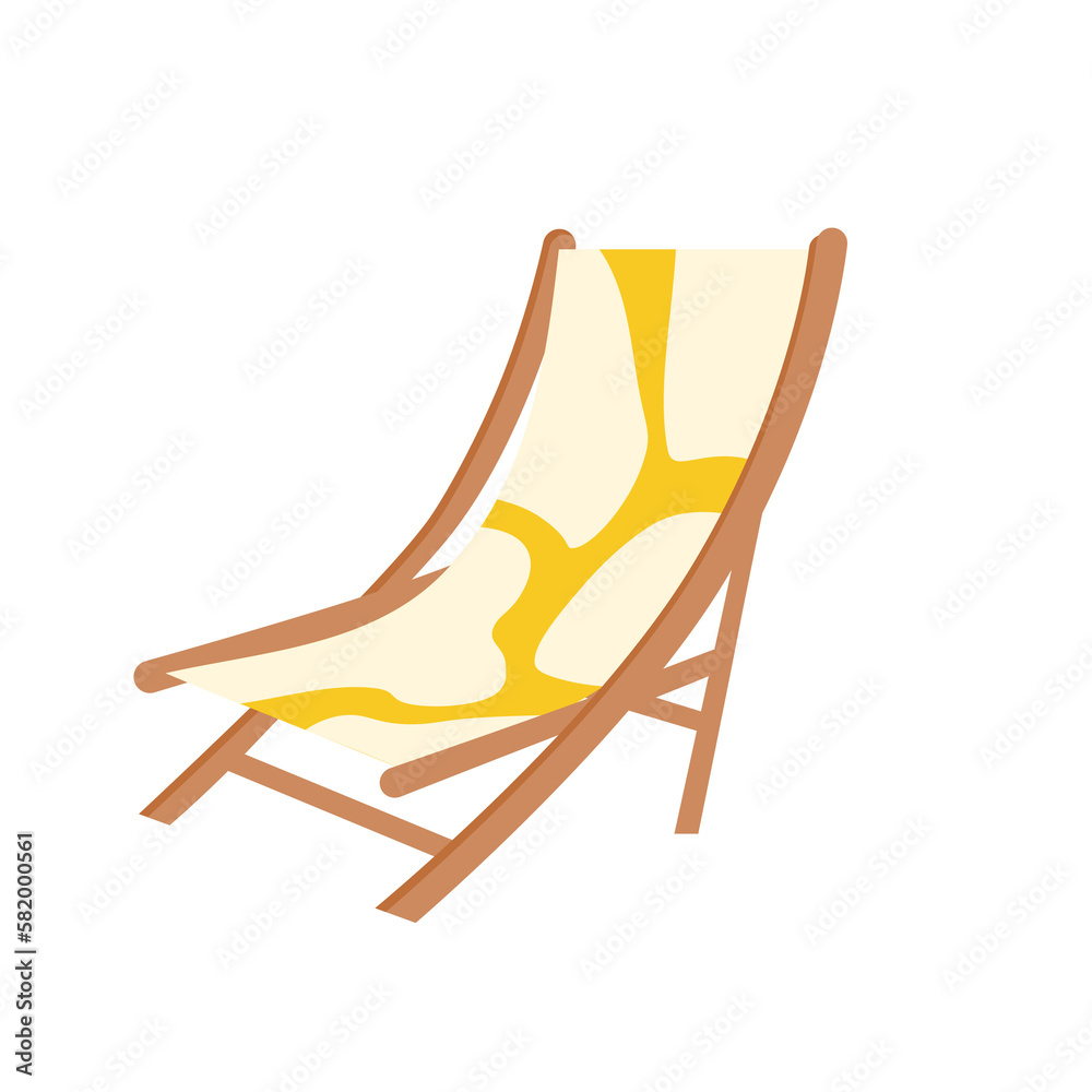 Beach umbrella and beach chair isolated