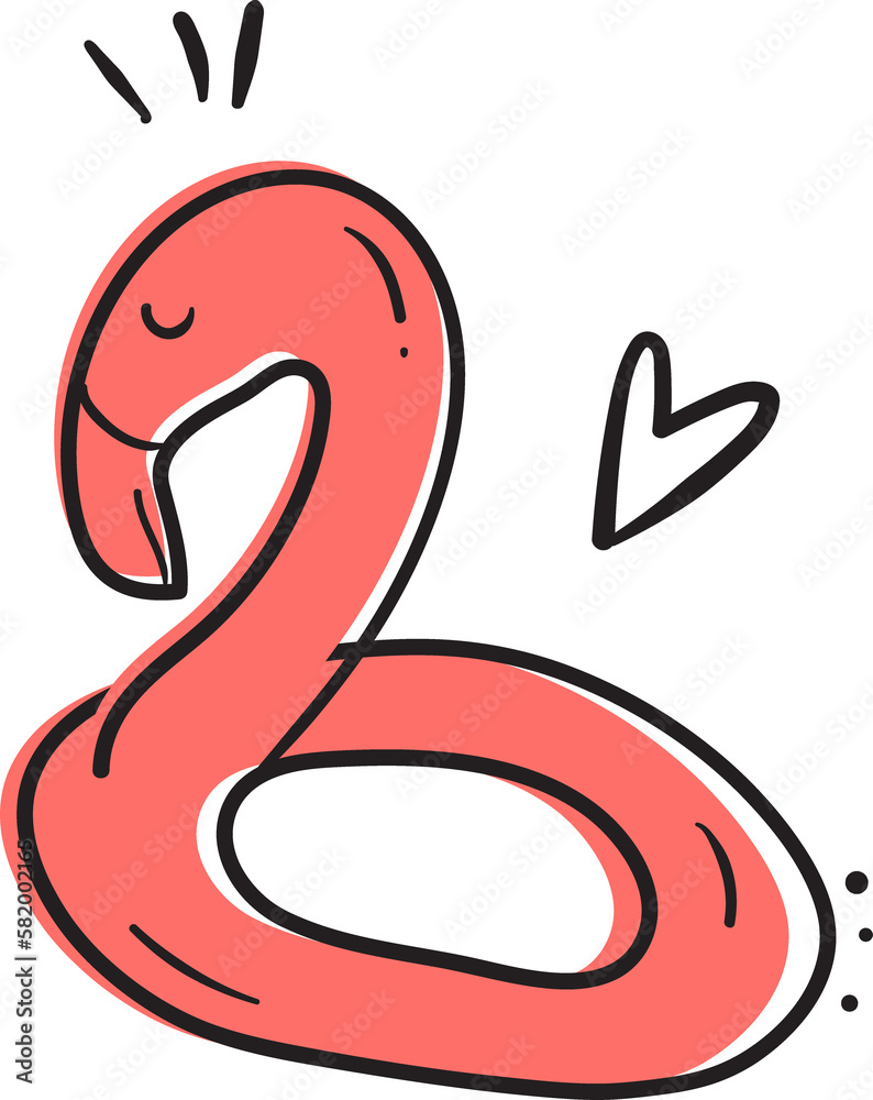 cute fun doodle line pink flamingo summer accessories hand drawing icon cute fun doodle line pink flamingo summer accessories hand drawing icon