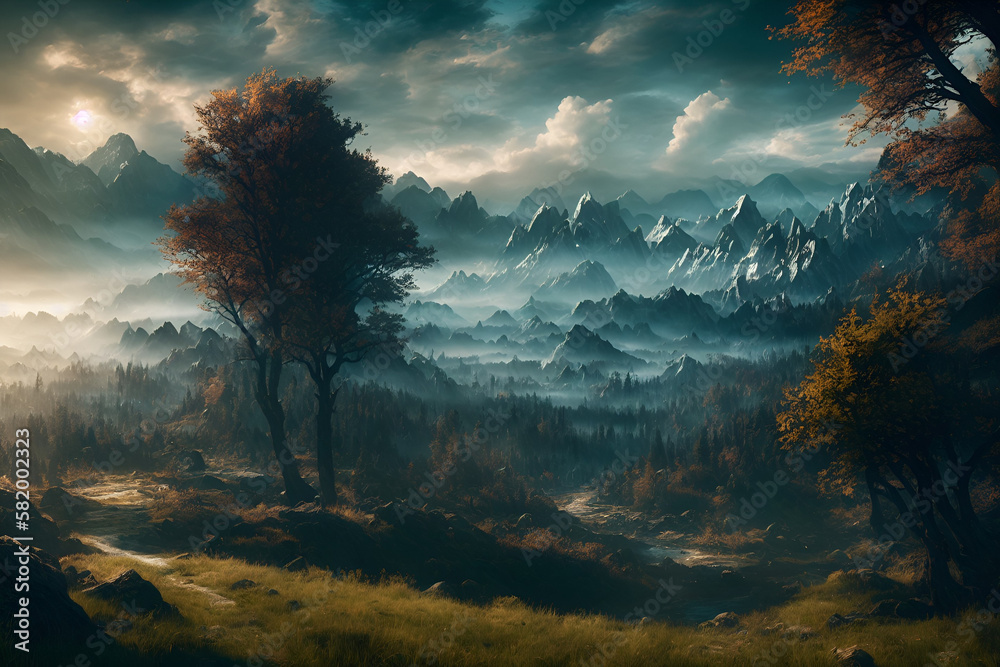 sunset in the mountains