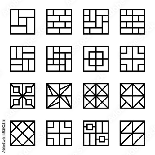 Black and white breeze block pattern pack. Geometric seamless pattern design. 