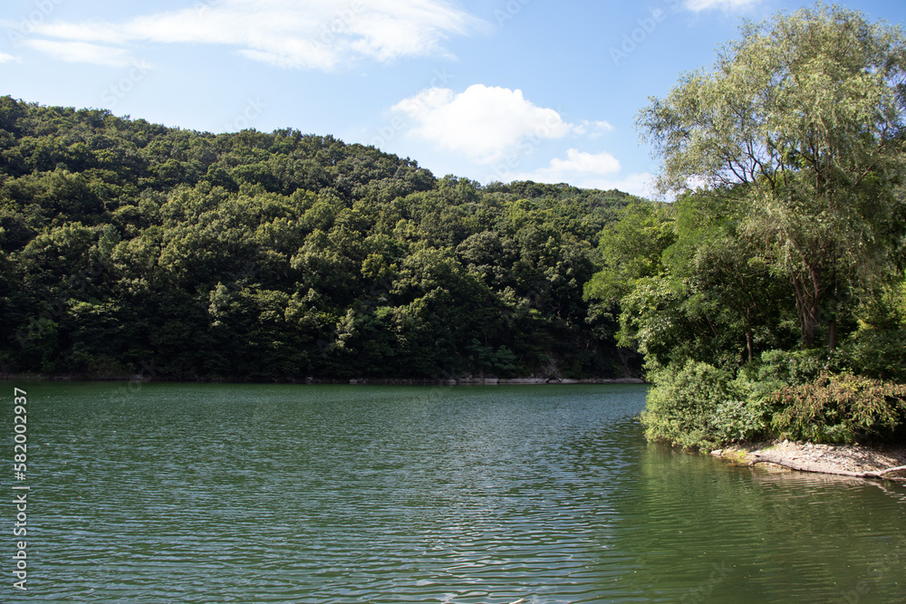 Naklejka premium Beautiful forest lake in Korea. beautiful lake landscape.