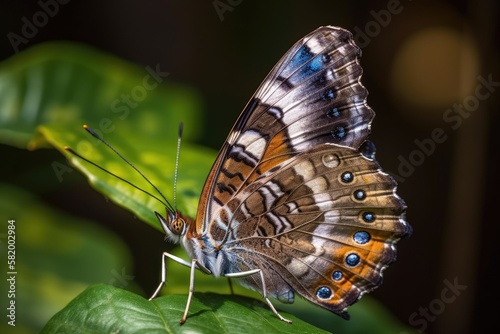 Butterfly in the woods (Curetis acuta paracuta), up close macro shot. Generative AI © AkuAku