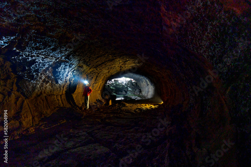 A lava tunnel in Dinh Quan, Dong Nai province, Vietnam. This is a beautiful lava tunnel hidden by the cave photo
