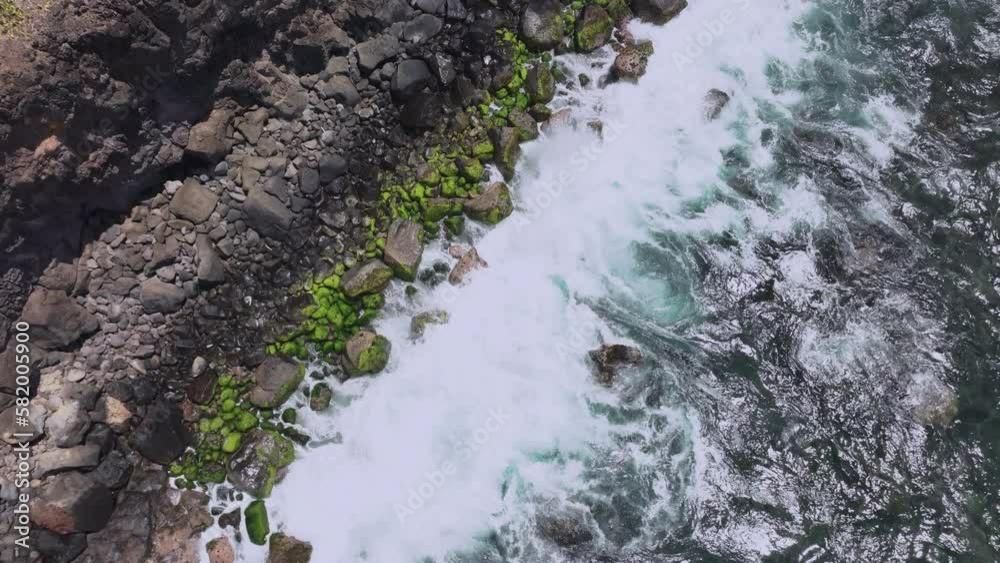 Waves At The Rocky Wild Coast Of Mauritius, Aerial View Waves At The Rocky Wild Coast Of Mauritius, Aerial View
