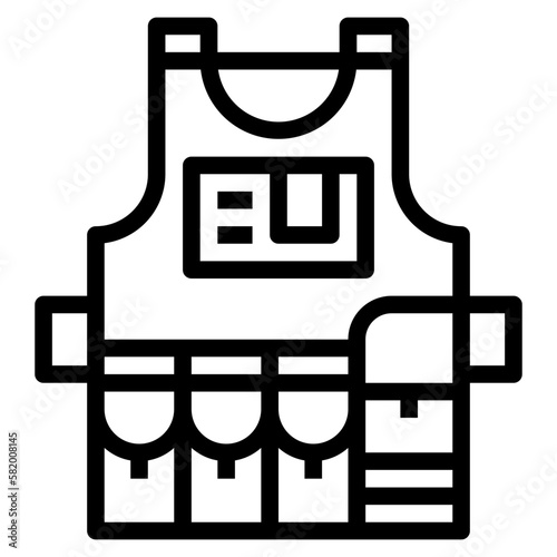 soldier vest line icon style