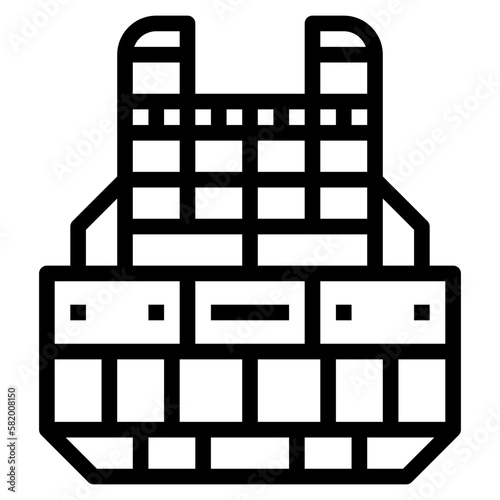 soldier vest line icon style
