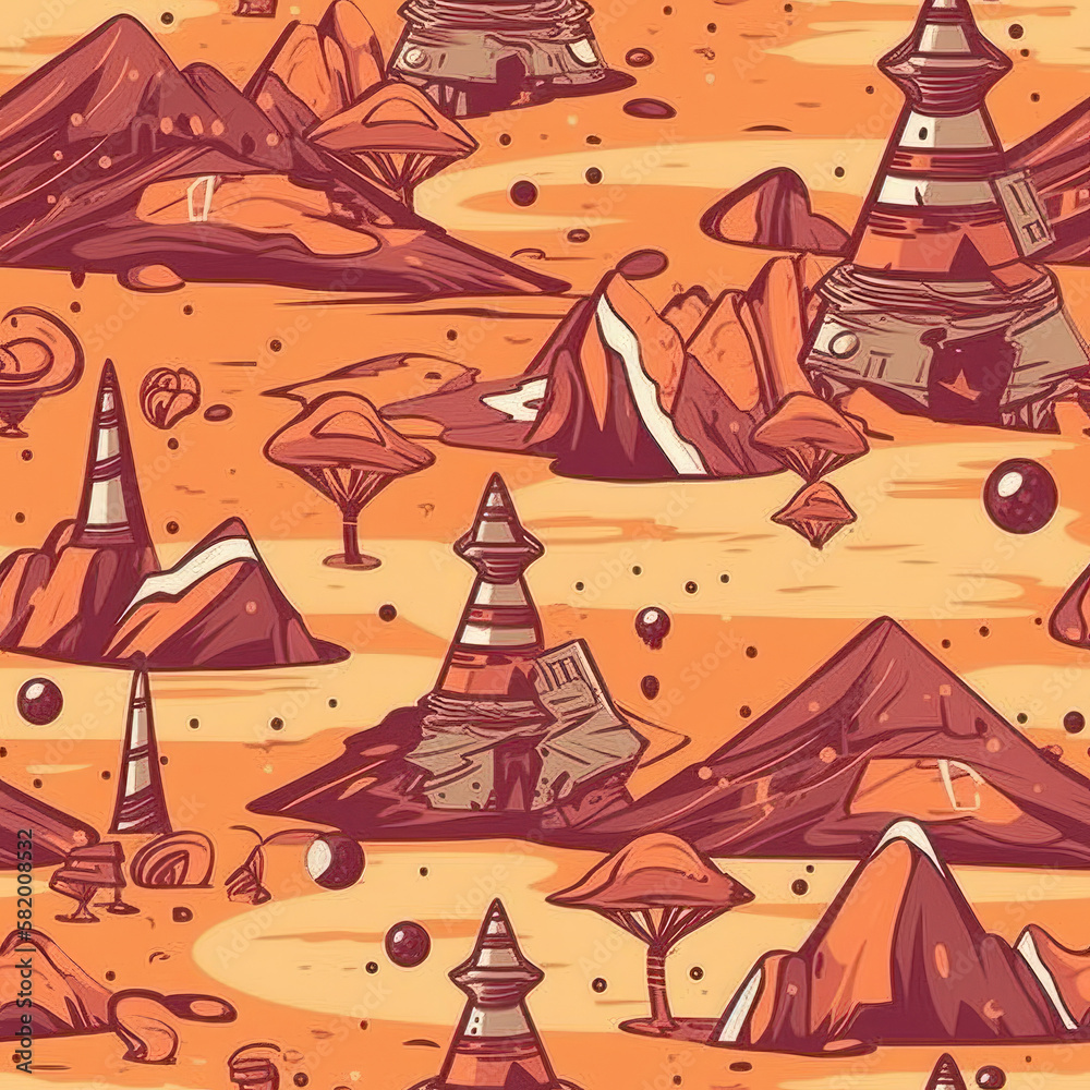 seamless game retro style background. Great for wallpapers and textures. Tileable, repeating- Generative AI
