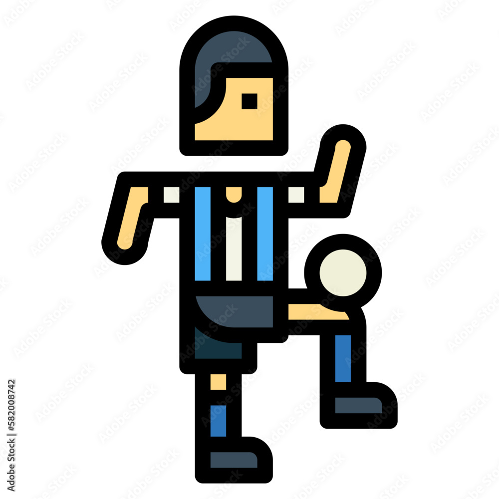 football player filled outline icon style