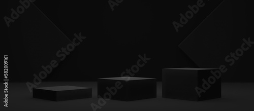 3D black podium. Product mock up. photo