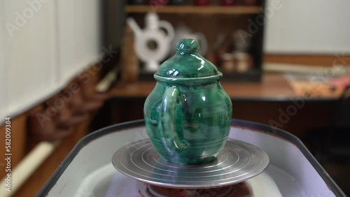 Ceramics, a ceramic product made with their own hands on a potter's wheel, a mug.