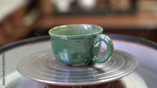 Ceramics, a ceramic product made with their own hands on a potter's wheel, a mug.