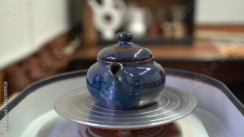 Ceramics, a ceramic product made with their own hands on a potter's wheel, a mug.