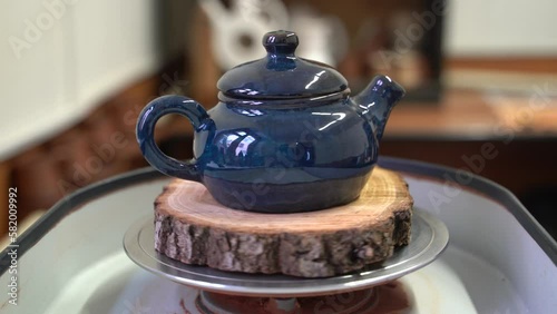 Ceramics, a ceramic product made with their own hands on a potter's wheel, a mug.