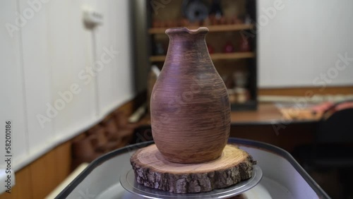 Ceramics, a ceramic product made with their own hands on a potter's wheel, a mug.