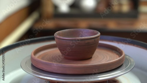 Ceramics, a ceramic product made with their own hands on a potter's wheel, a mug.