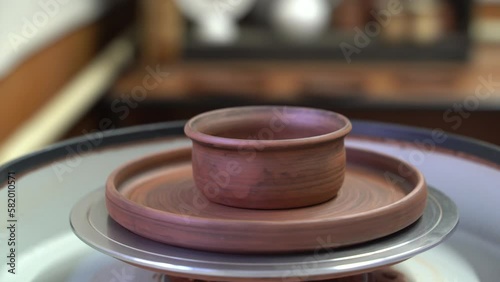 Ceramics, a ceramic product made with their own hands on a potter's wheel, a mug.